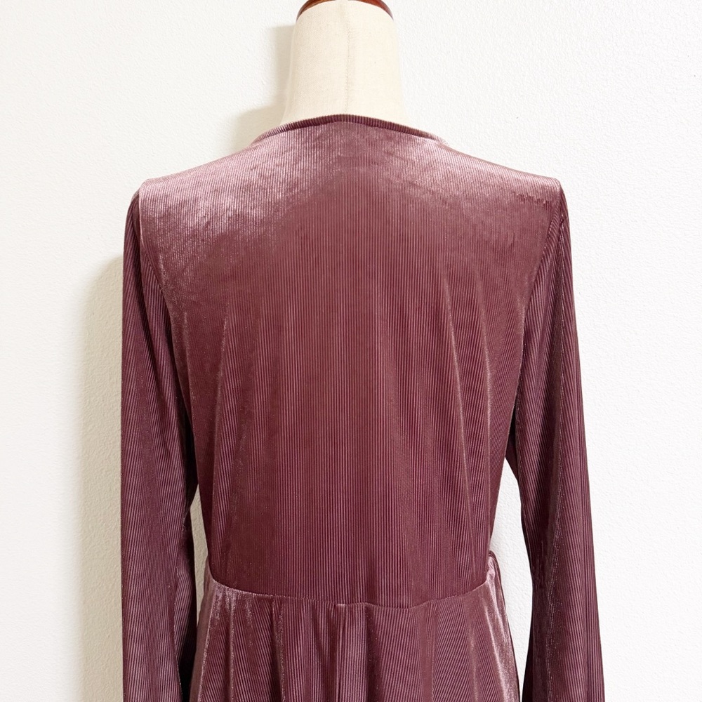 Express Ribbed Velvet Fit and Flare Dress - Picture 6 of 10